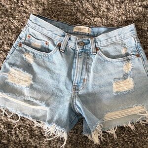 Abercrombie & Fitch Ripped Light Blue Jean Shorts